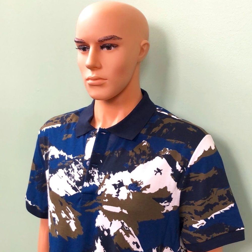 Lacoste Mens Blue/White/Brown Regular Fit Polo Shirt Sz.XL NWT